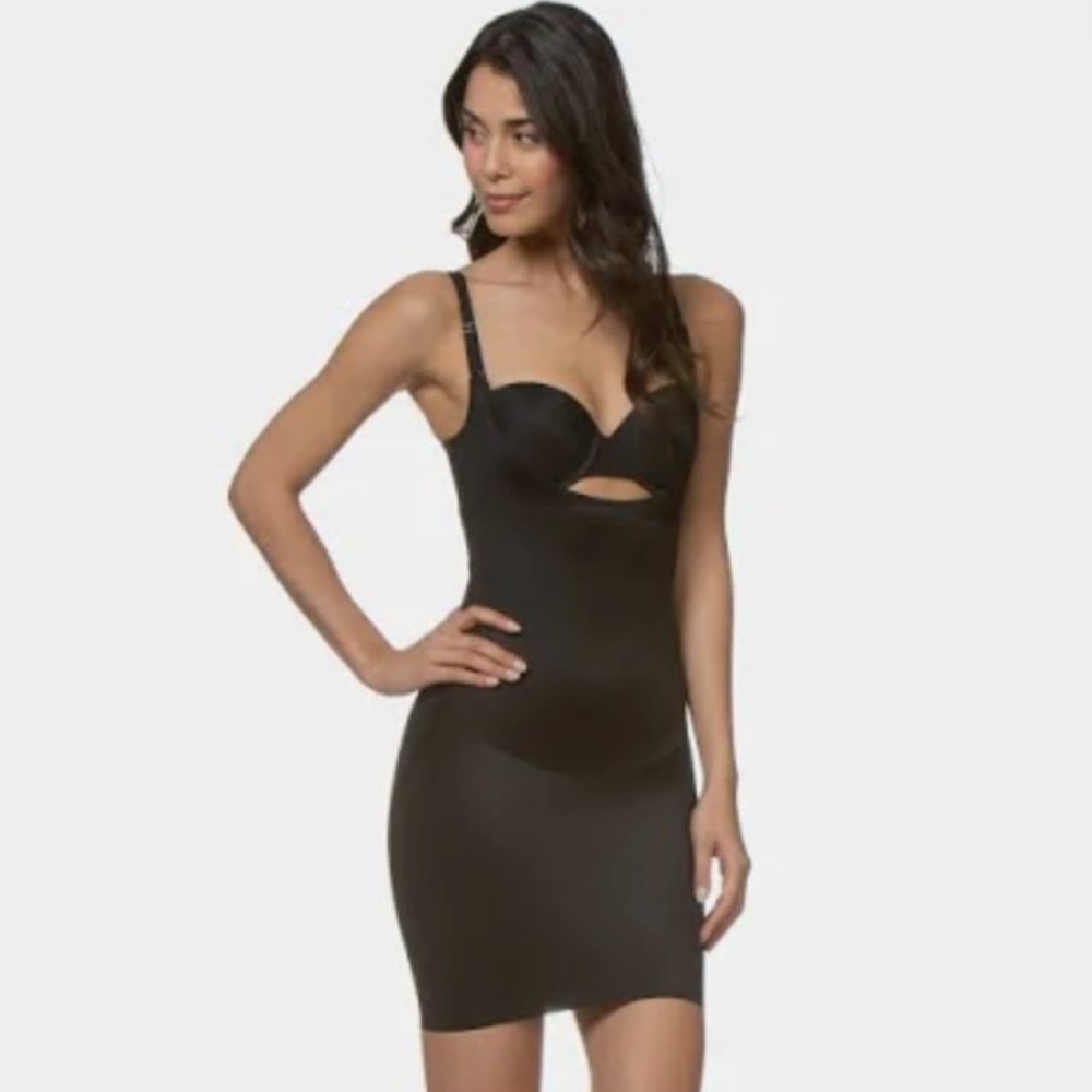 SPANX Open-Bust SmartGrip Full Slip Very Black Sculpting Shapewear 10178R   XS